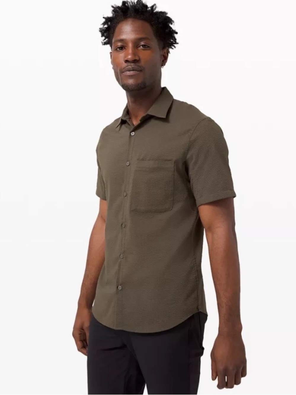Lululemon Street Lite Shirt - dark olive green size large EUC